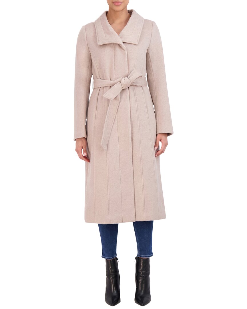 Cole Haan Slick Wool-blend Belted Coat In Neutral