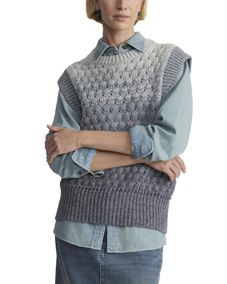 Lafayette 148 New York Crewneck Linen-blend Sweater Vest In Gray