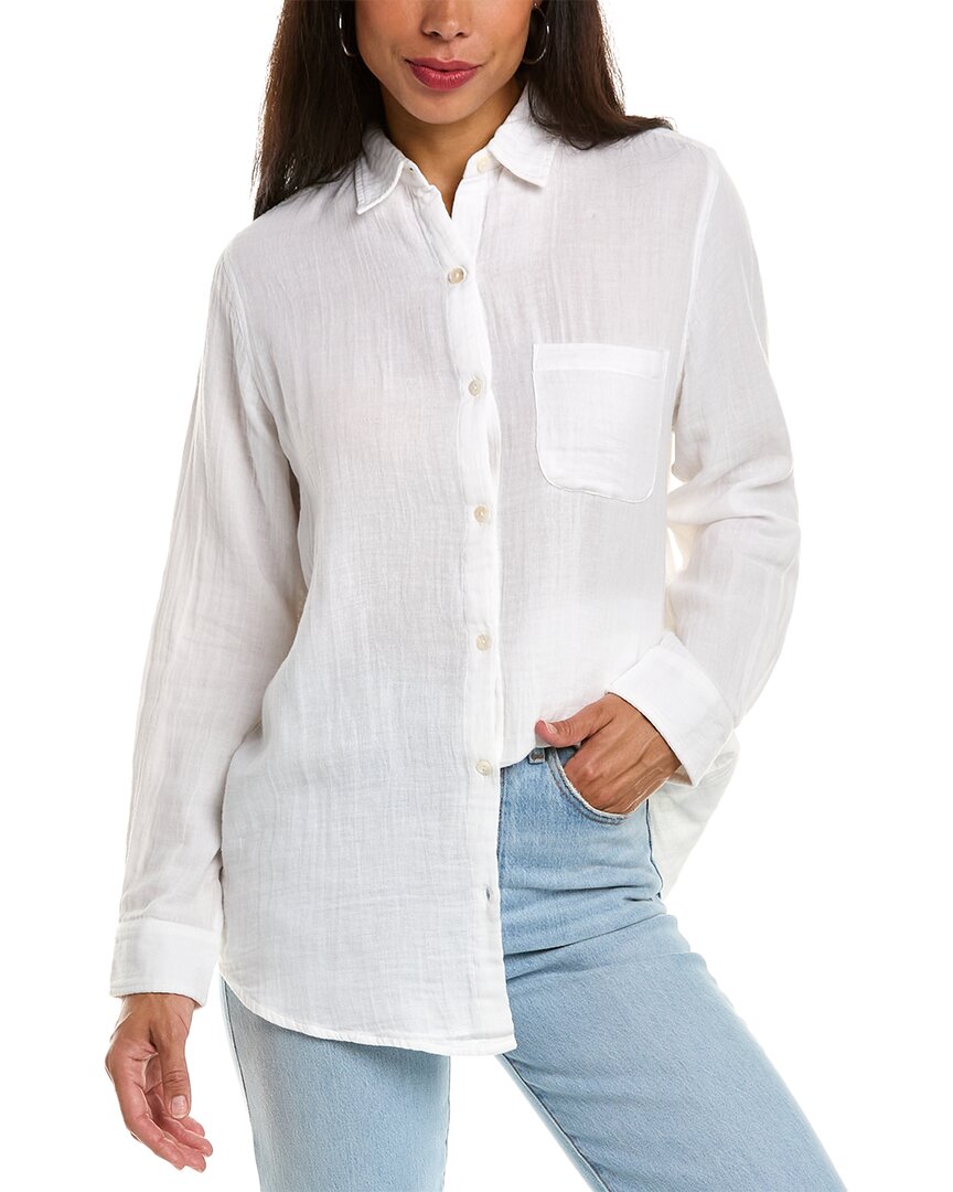 Elan Cotton Long Sleeve Crinkle Shirt In White