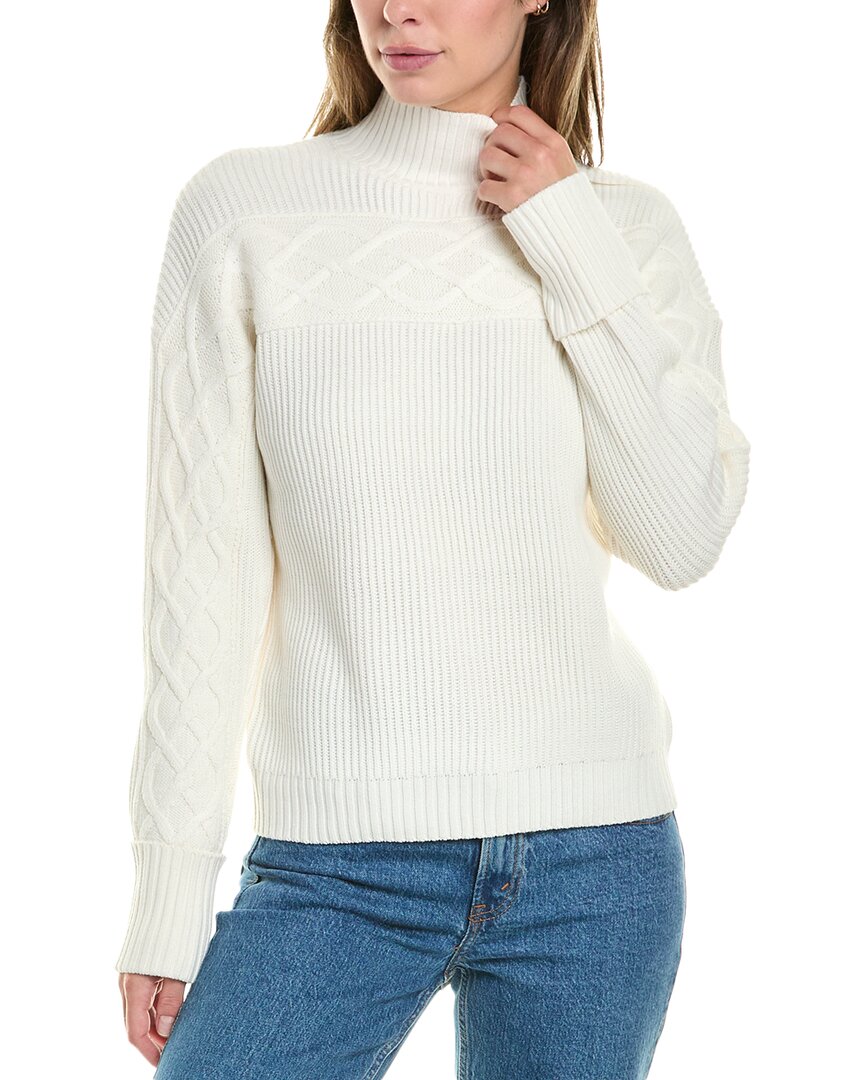 Design History Horizontal Cable Sweater In White