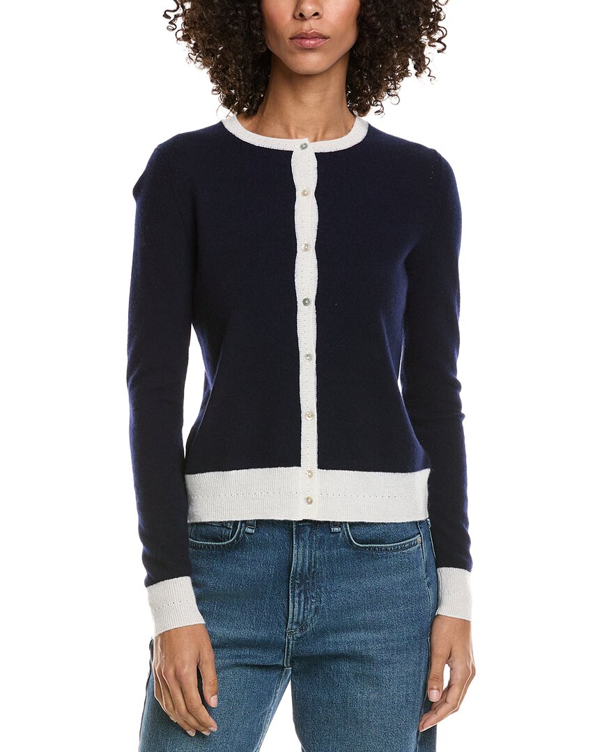 Incashmere Button Front Cashmere Cardigan In Blue