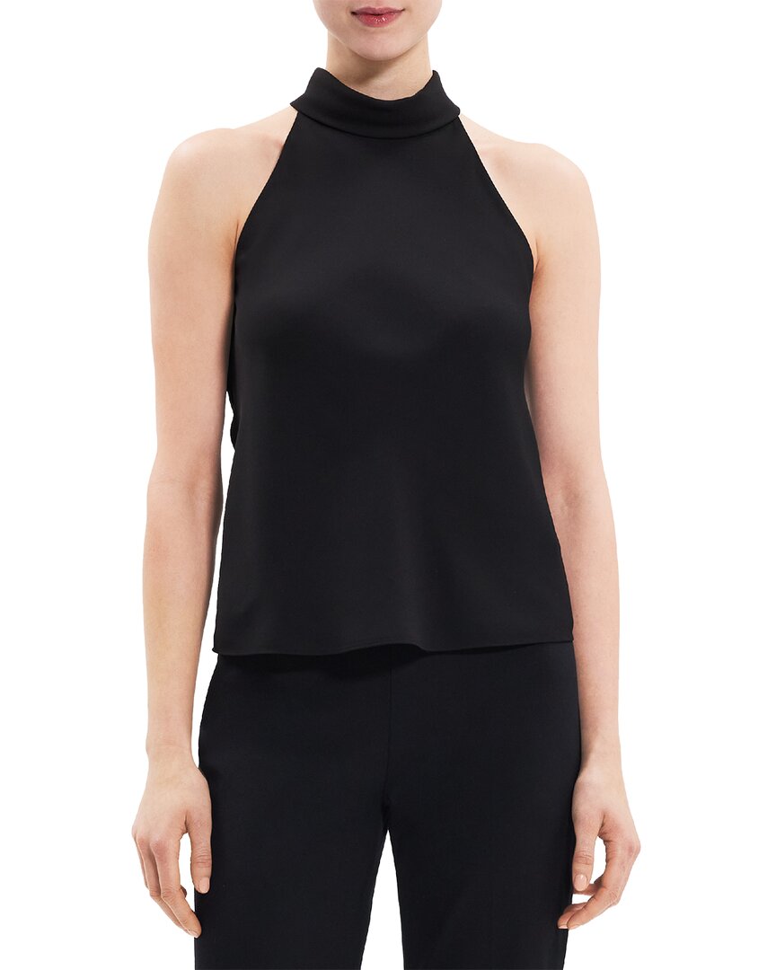Theory Rolled-neck Halter Georgette Shell Top