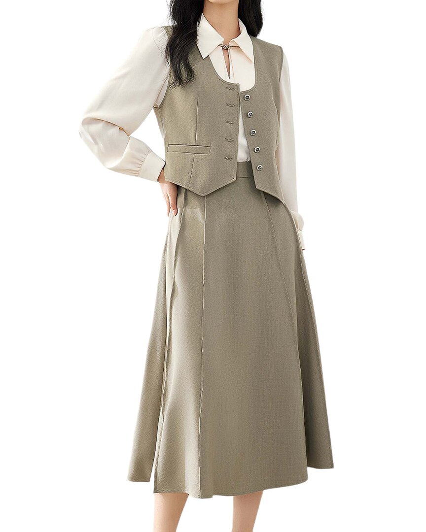 Ounixue 2pc Vest & Skirt Set In Gray