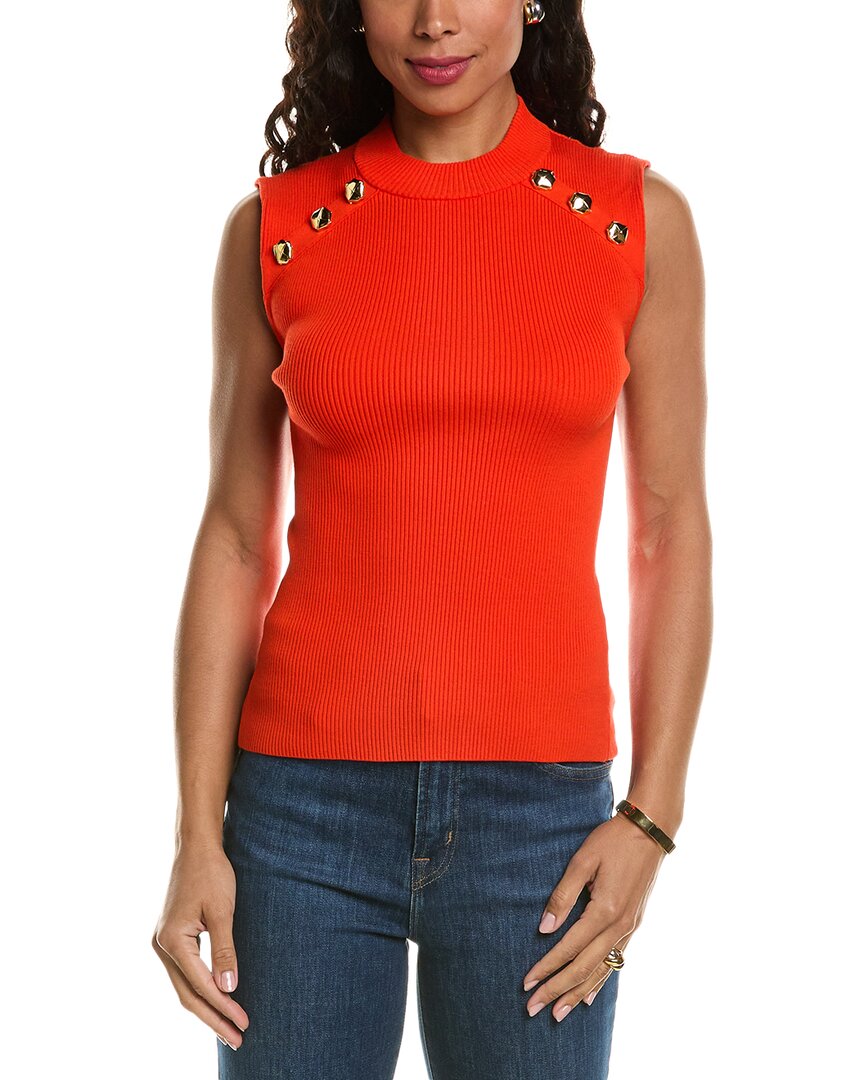 ELIE TAHARI ELIE TAHARI CREST BUTTON MOCK SWEATER