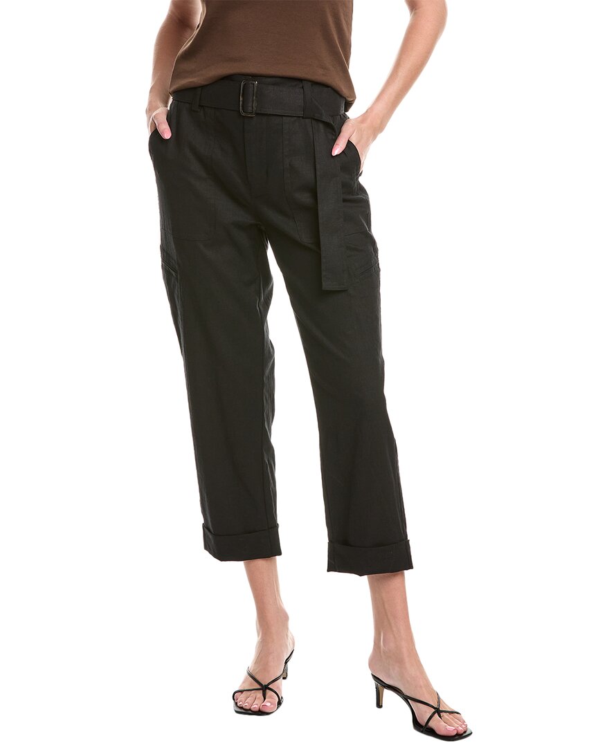 Vince Belted Linen-blend Pant In Black