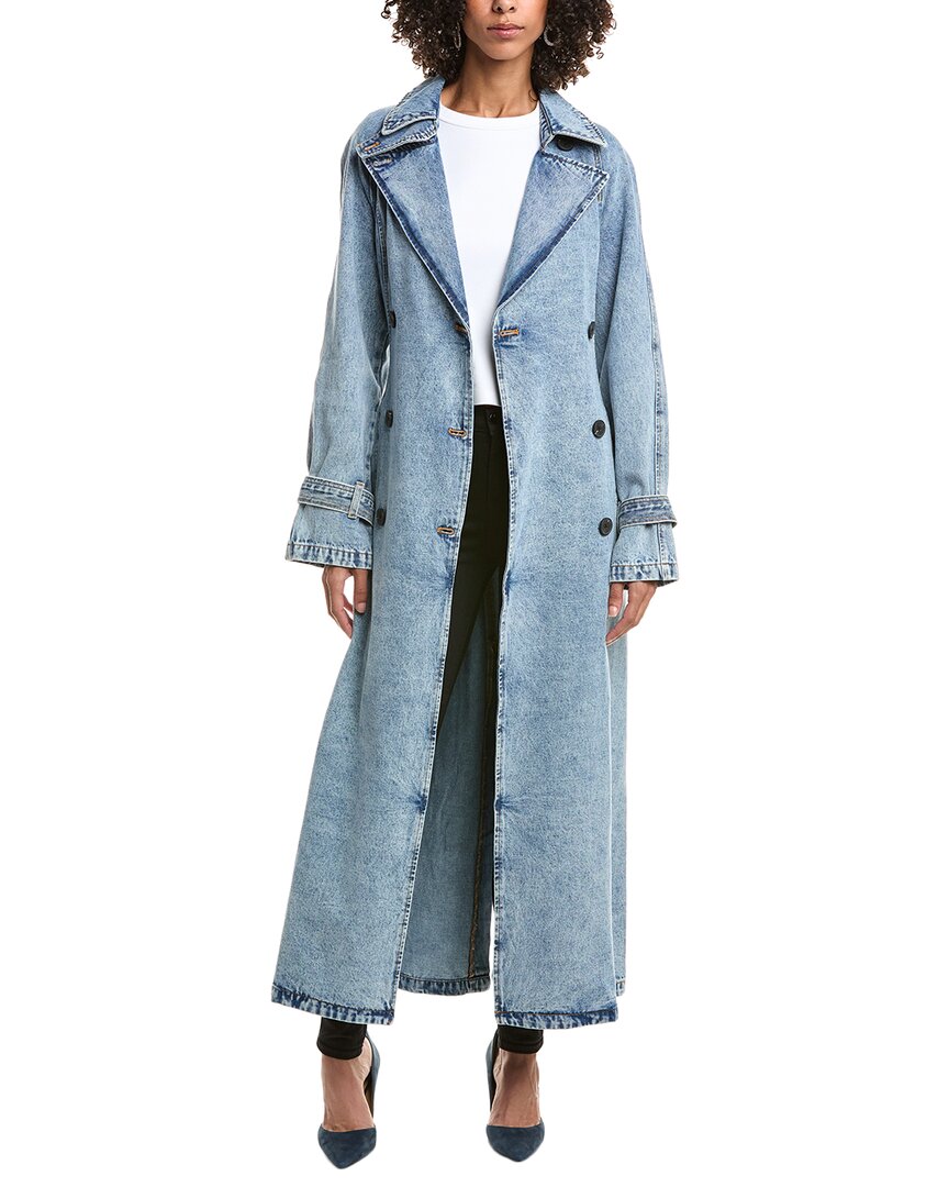 Avec Les Filles Relaxed Maxi Trench Coat In Blue