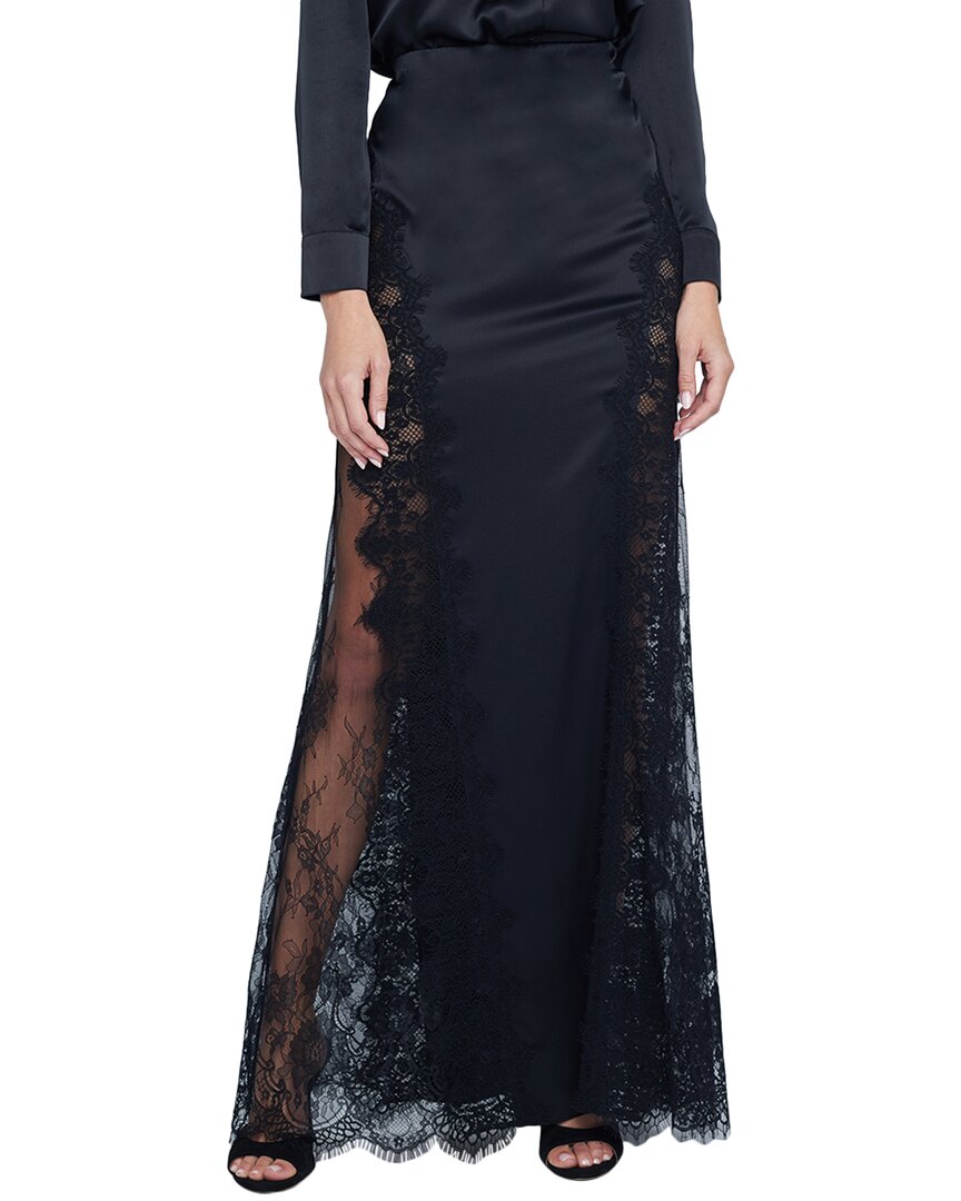 L Agence L'agence Minka Long Lace Panel Silk-blend Skirt