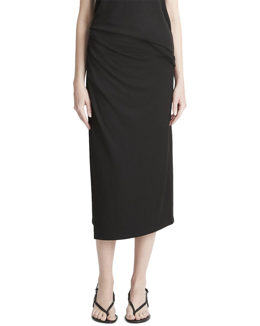 Vince Side Drape Knit Midi Skirt