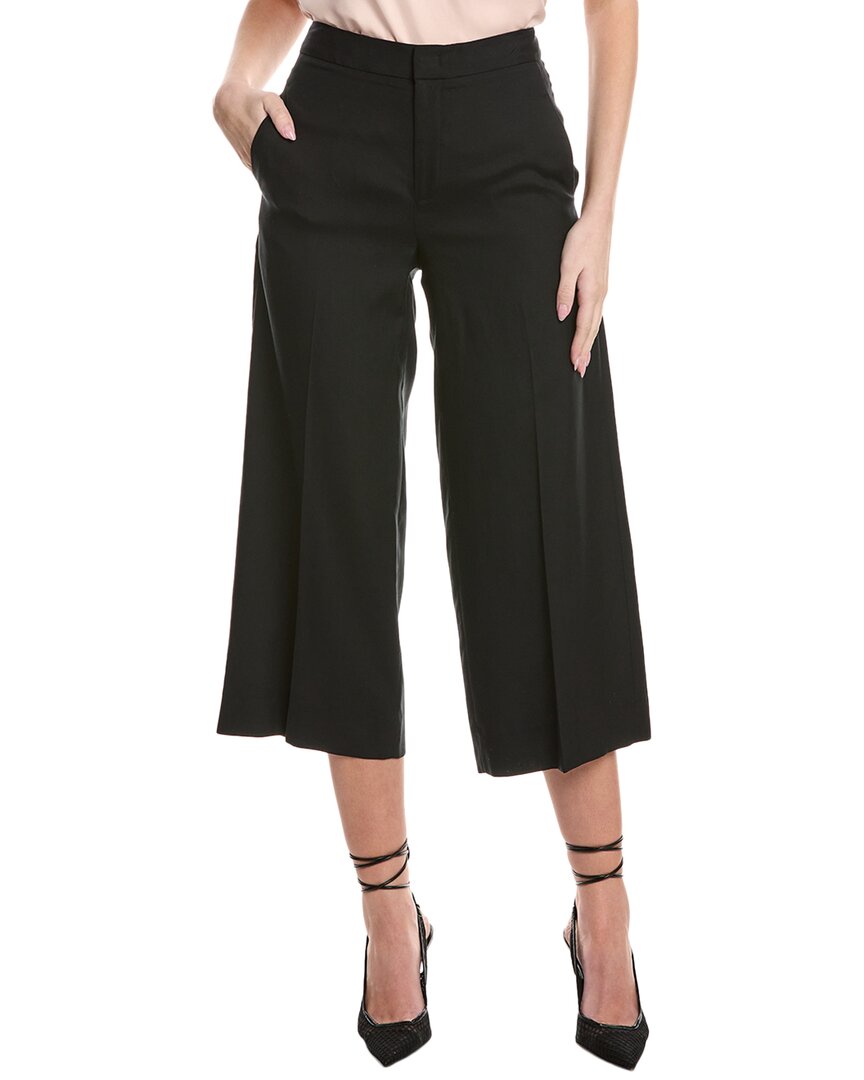 Vince Crop Wide Leg Linen-blend Pant In Black