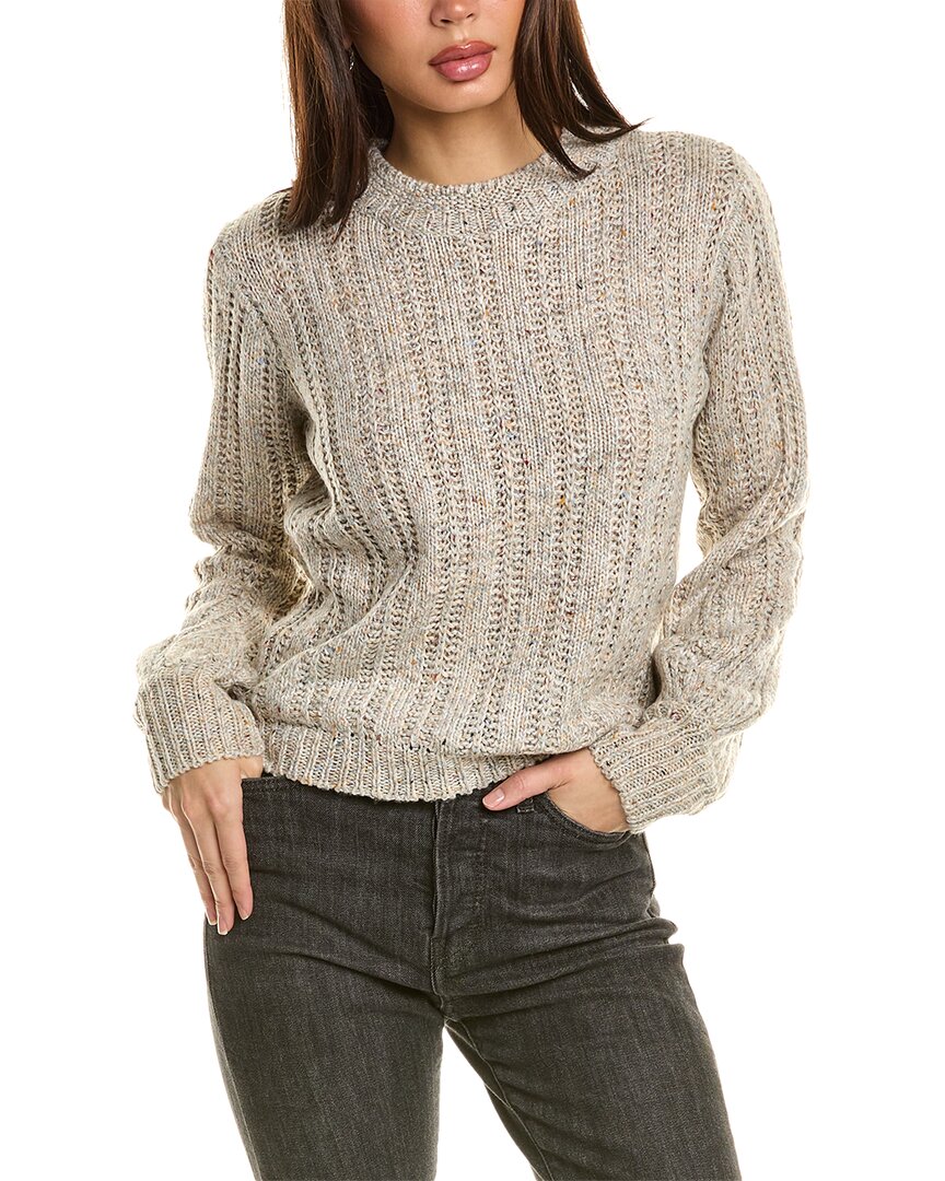 Shop Lovestitch Balloon Sleeve Wool-blend Sweater In Beige
