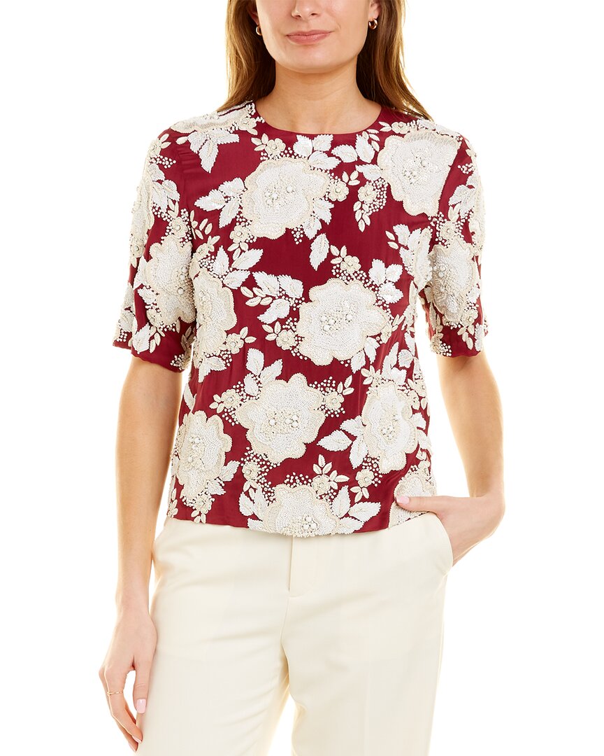 Shop Etro Boxy Silk Top In Red