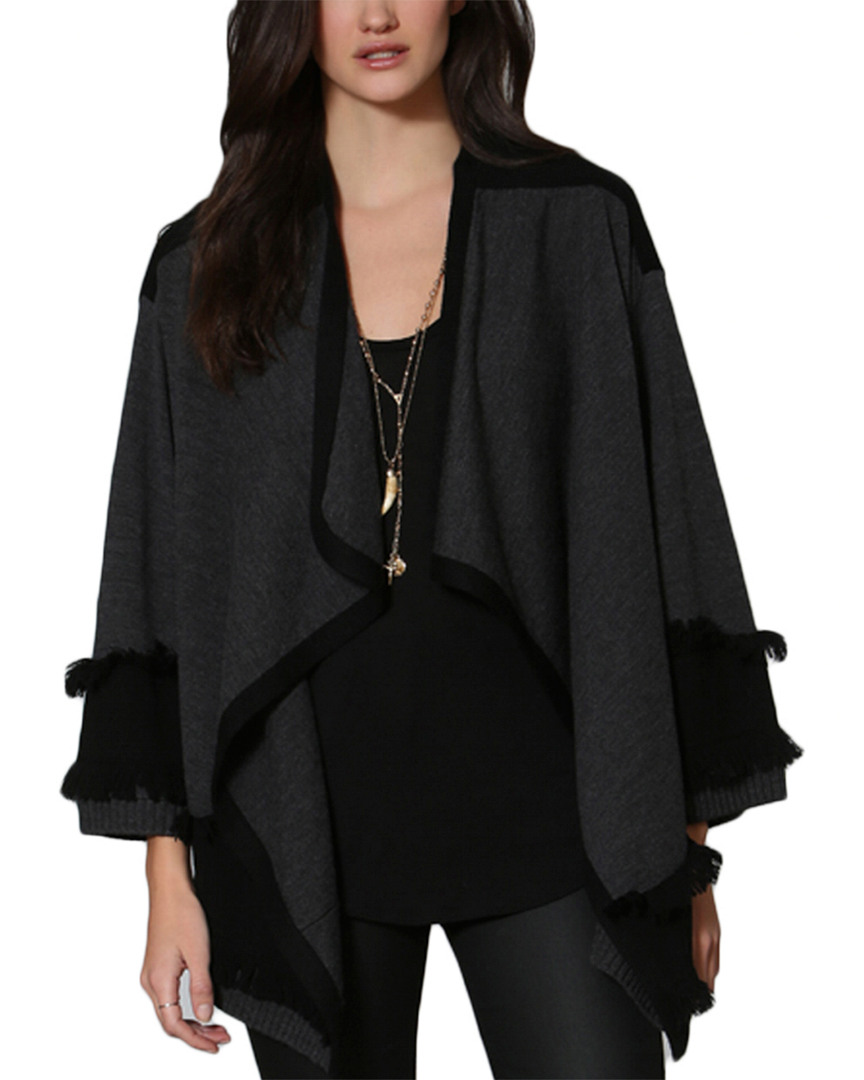 Label+thread Fringe Cuff Wool Cardigan
