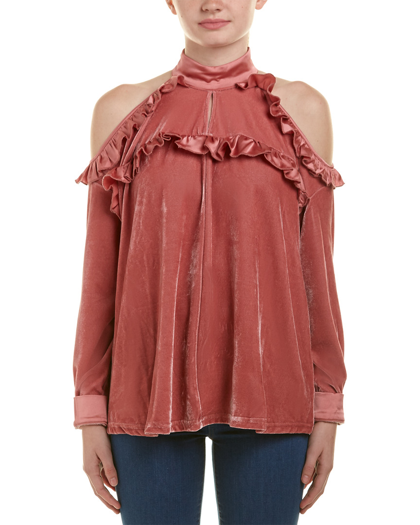 Image of Aiden Velvet Cold-Shoulder Top