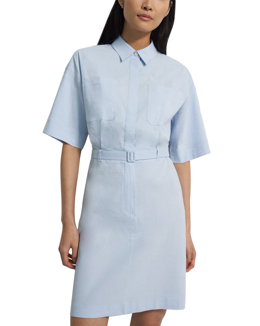 THEORY THEORY CASUAL BELTED LINEN-BLEND SHIRTDRESS
