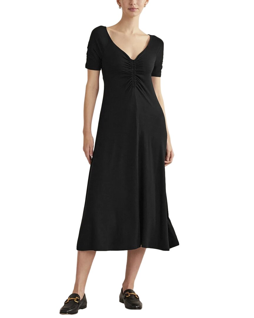 Boden Ruched Front Jersey Midi Dress In Black
