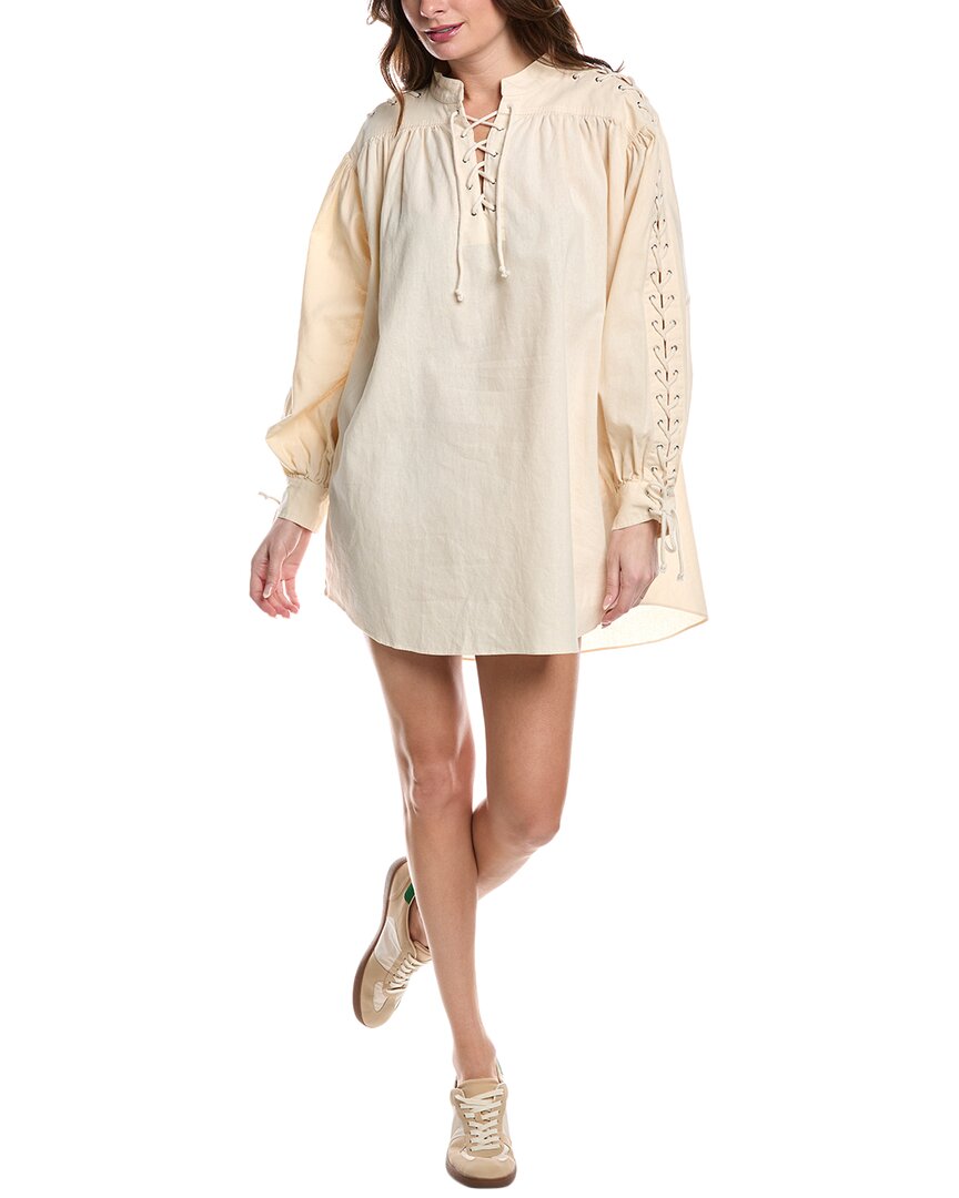 Re/done Pirate Linen-blend Mini Dress In White