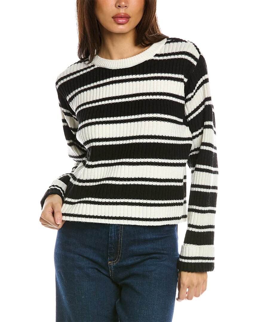 Shop Design History Stripe Wool-blend Sweater In Black