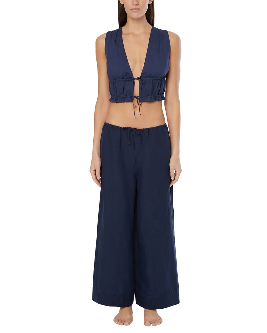 Onia Drawstring Linen-blend Wide-leg Pant