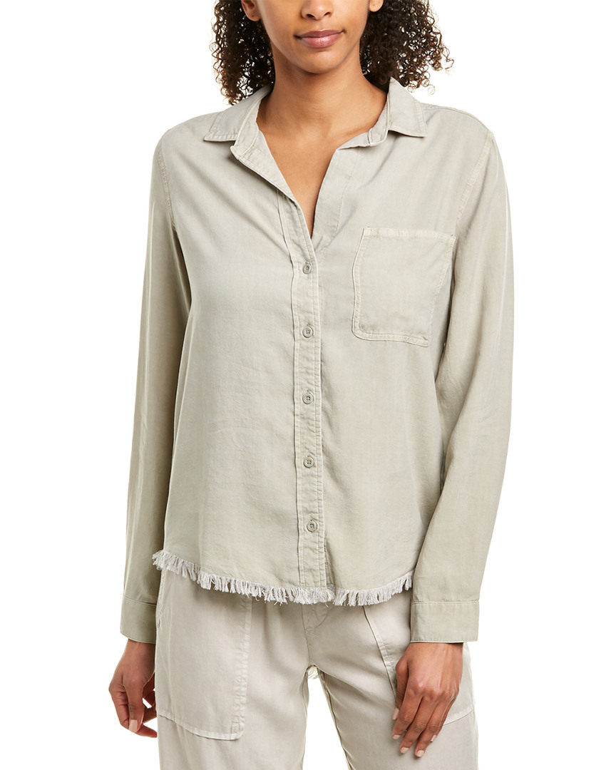 Image of Bella Dahl Fringe Trim Button Down Shirt