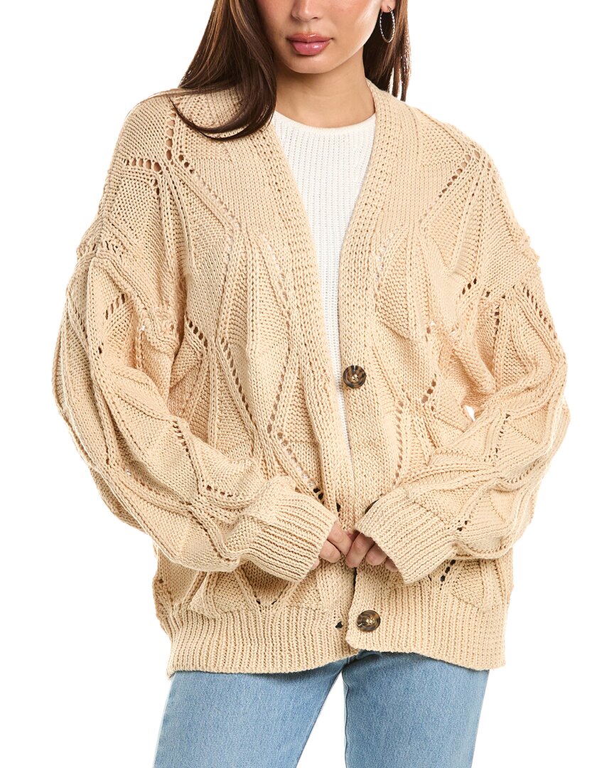 Maronie Pointelle Cardigan In Beige
