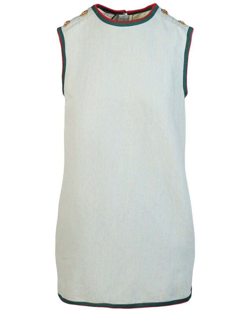 Gucci Ribbon Linen-blend Mini Dress In White