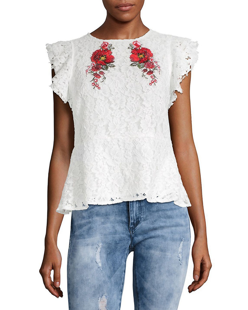 Image of Lea & Viola Embroidered Lace Top