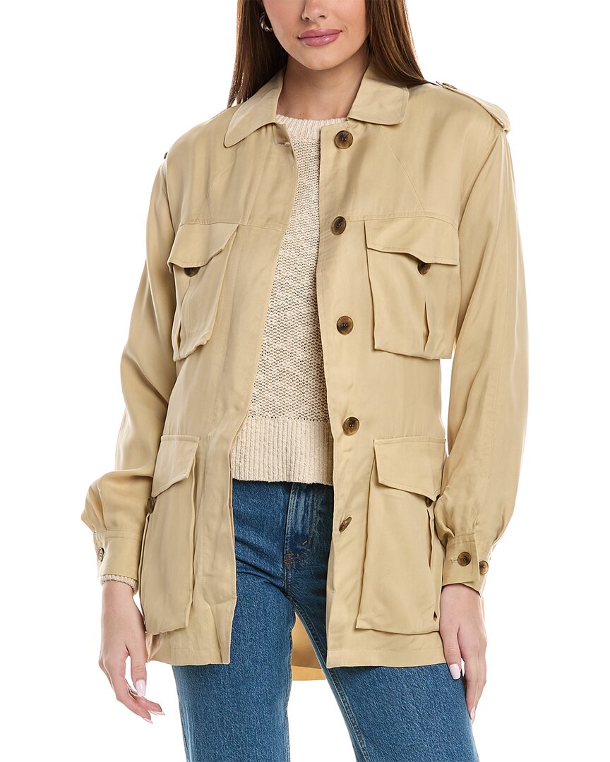Reiss Joanie Cupro Utility Jacket In Brown