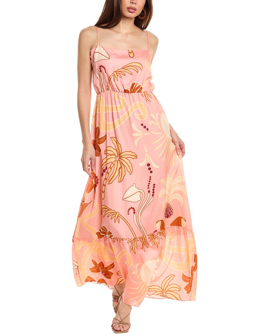 Juan De Dios Polera Silk Maxi Dress In Pink