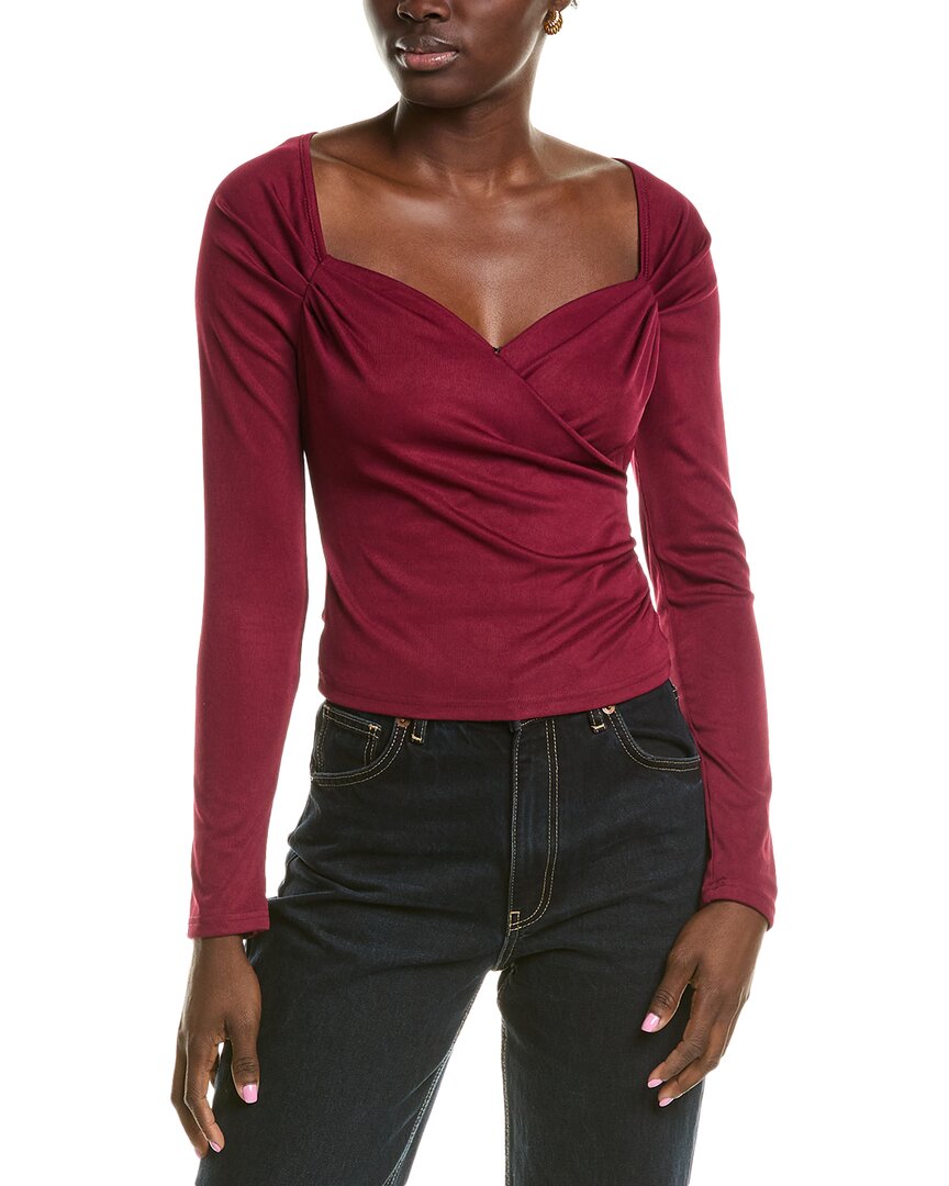 Astr The Label Surplice Knit Top In Red