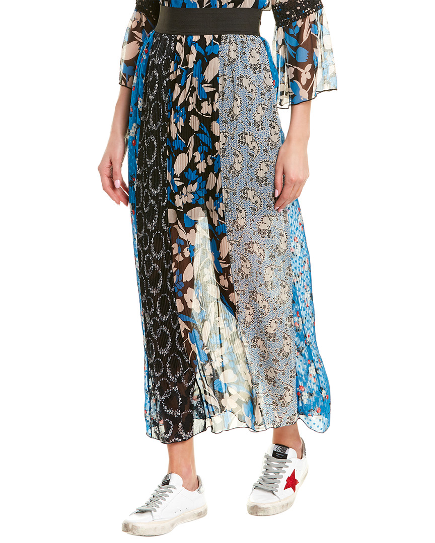 Image of Anna Sui Cherry Picnic Silk Maxi Skirt