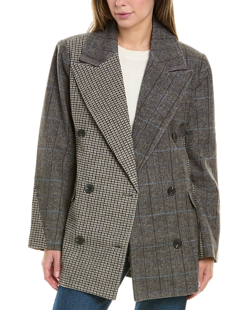 Shop Avec Les Filles Wool-blend Blazer In Brown
