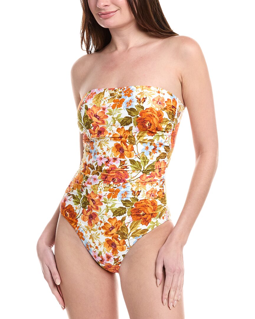 Shop Monte And Lou Evie Ruched Bandeau One-piece In White