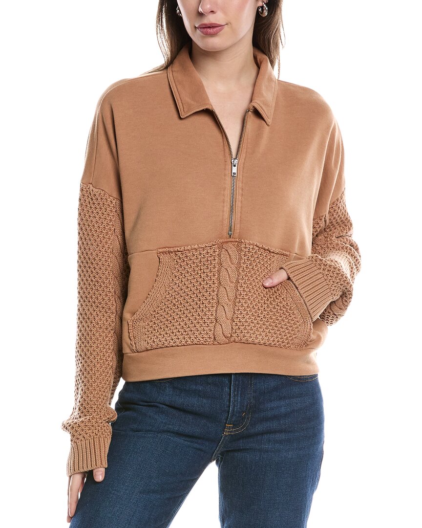 Chaser Half Zip Pullover In Brown
