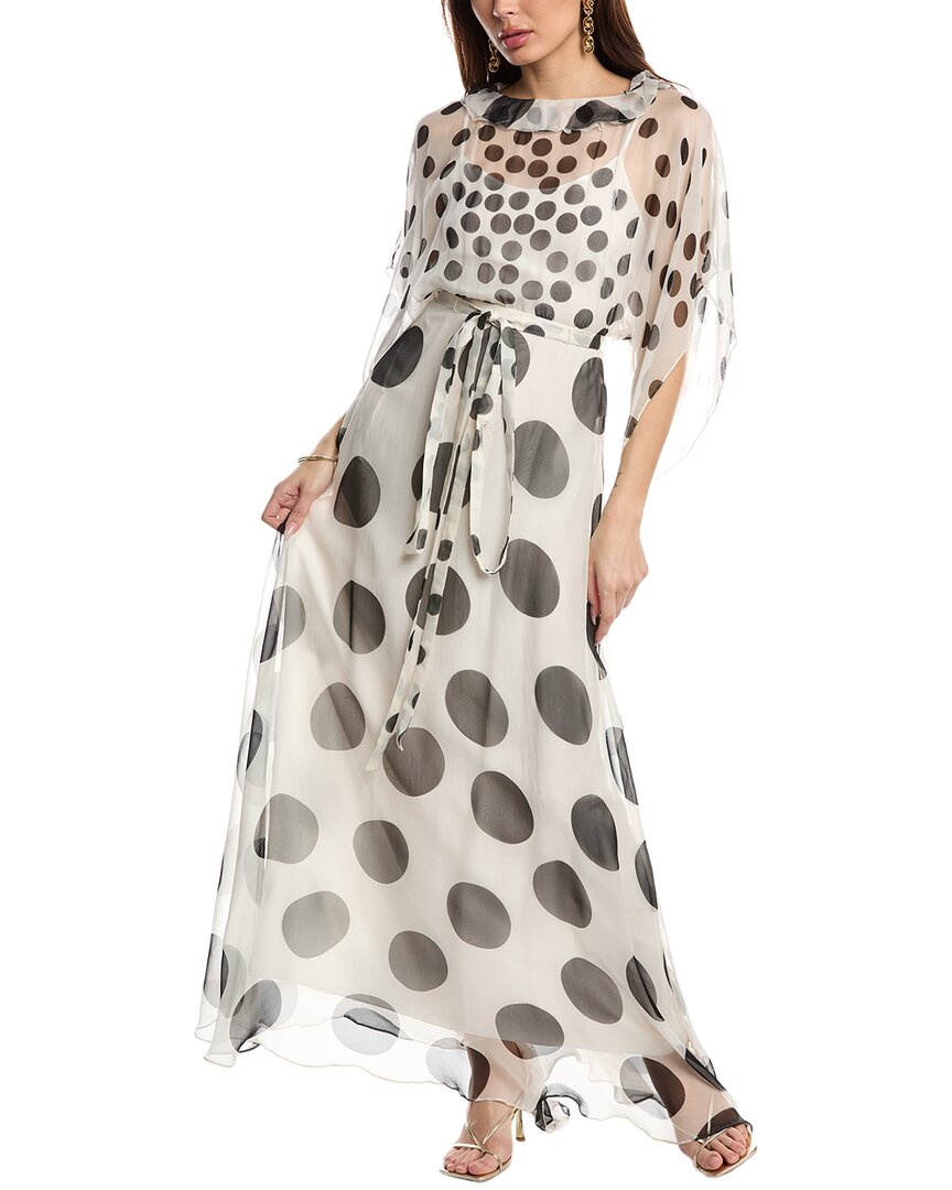 Valentino 2pc Silk Evening Gown & Sheer Overlay In Beige