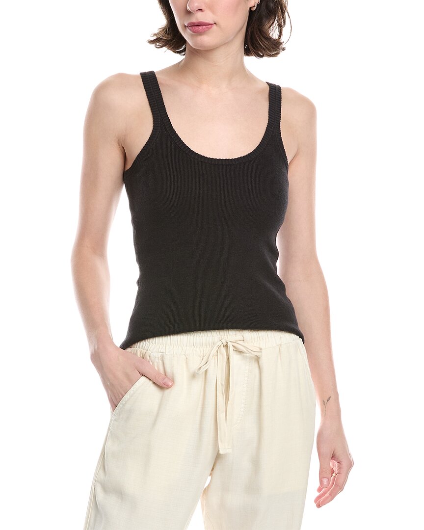 Enza Costa Knit Strappy Linen-blend Tank In Black