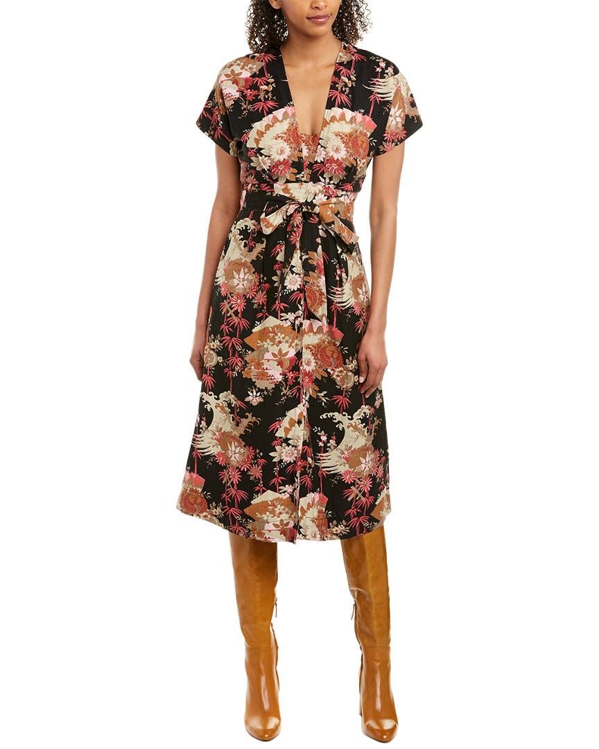 Image of Current/Elliot The Retro Linen-Blend Midi Dress