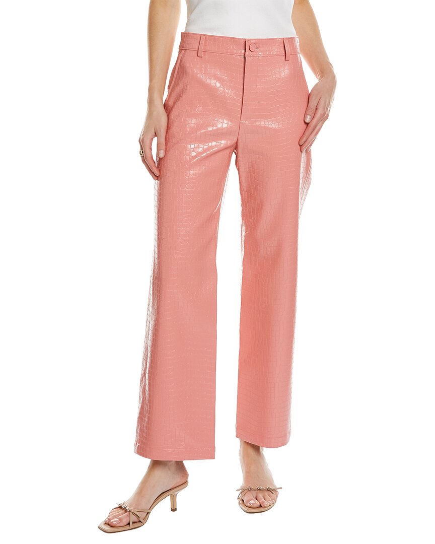 Alice And Olivia Alice Olivia Trent Croc-embossed Pant In Pink