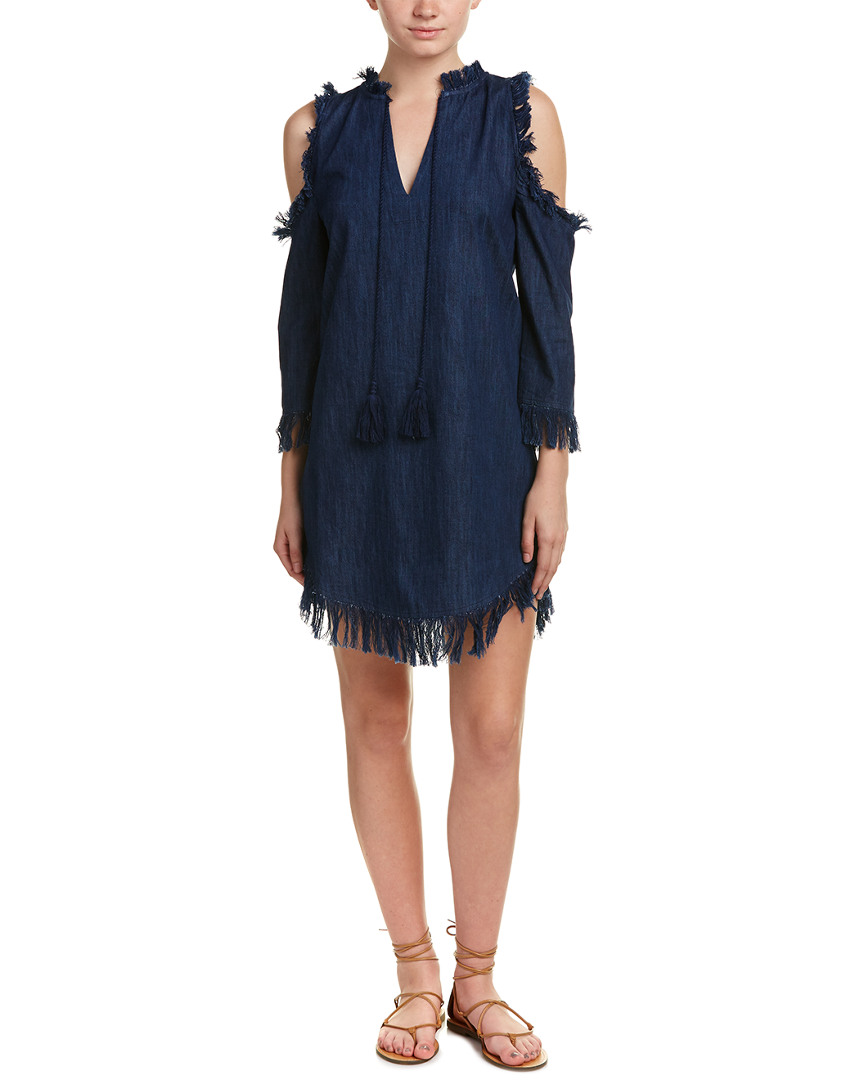 Image of Love Sam Denim Fringe Shift Dress