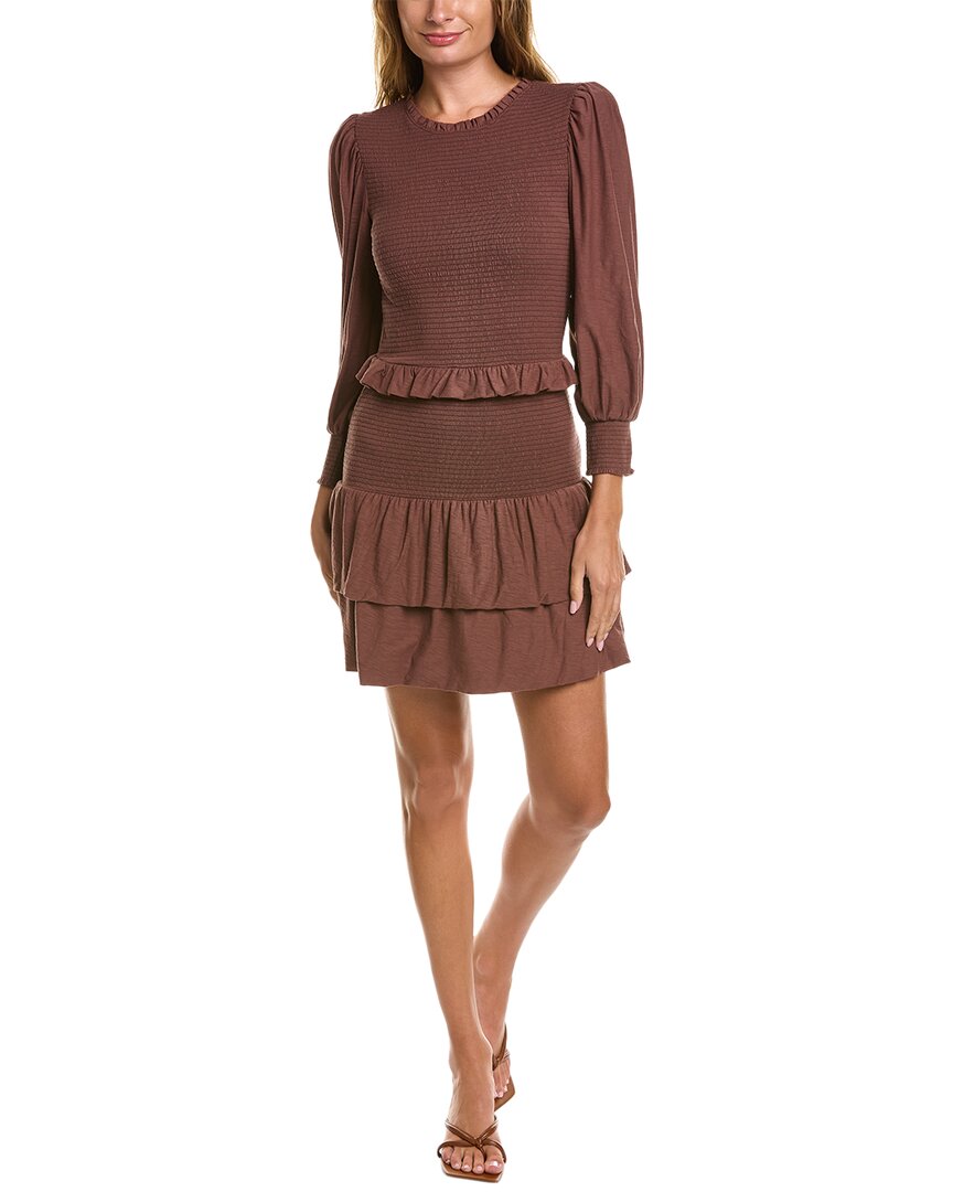 Shop Nation Ltd Abby Demure Party Mini Dress In Brown