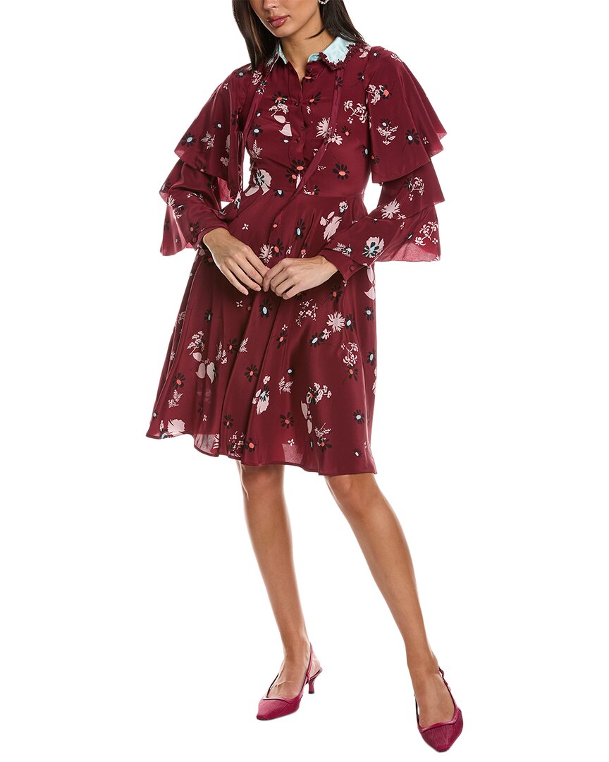 Valentino Floral Silk Mini Dress In Purple