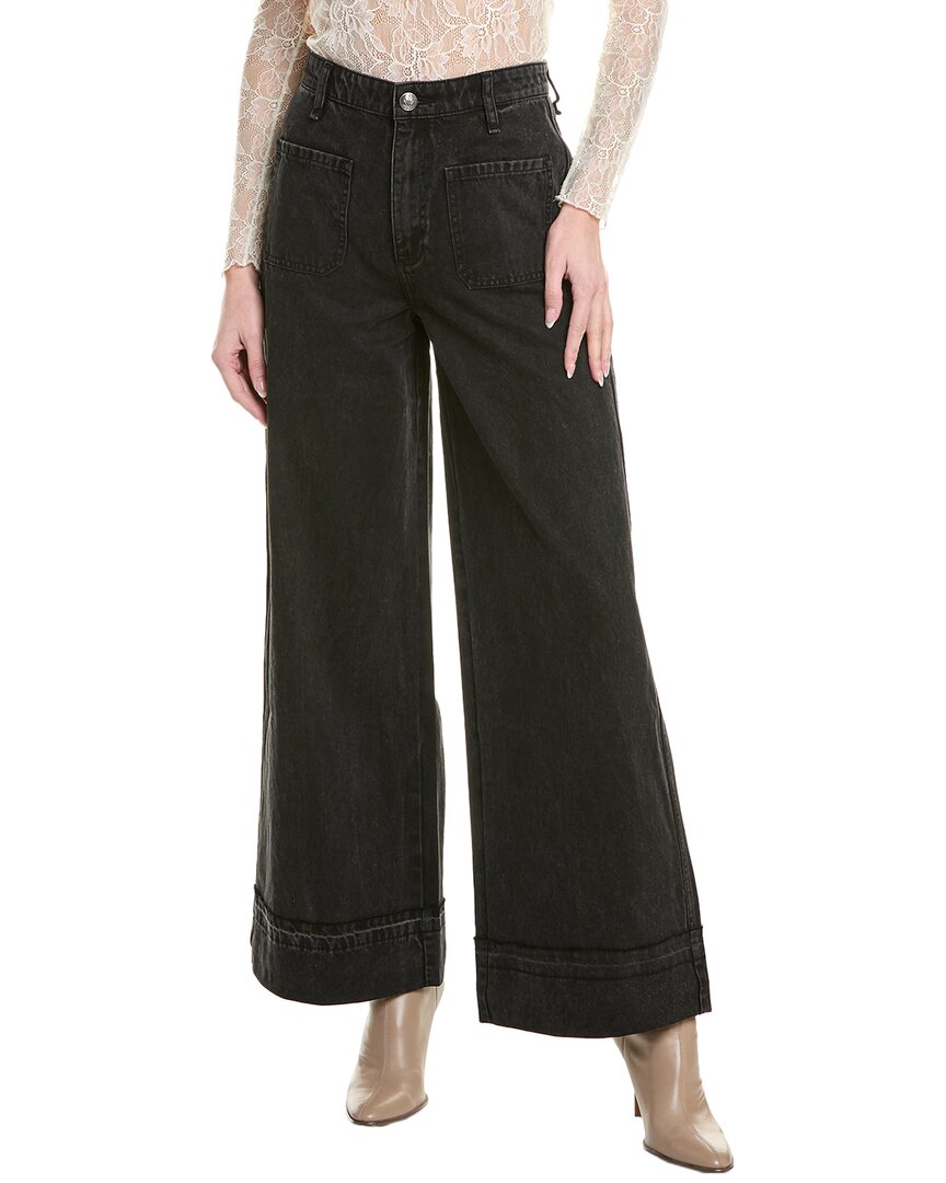 Rag & Bone Sofie Black Wide Leg Jean In Black
