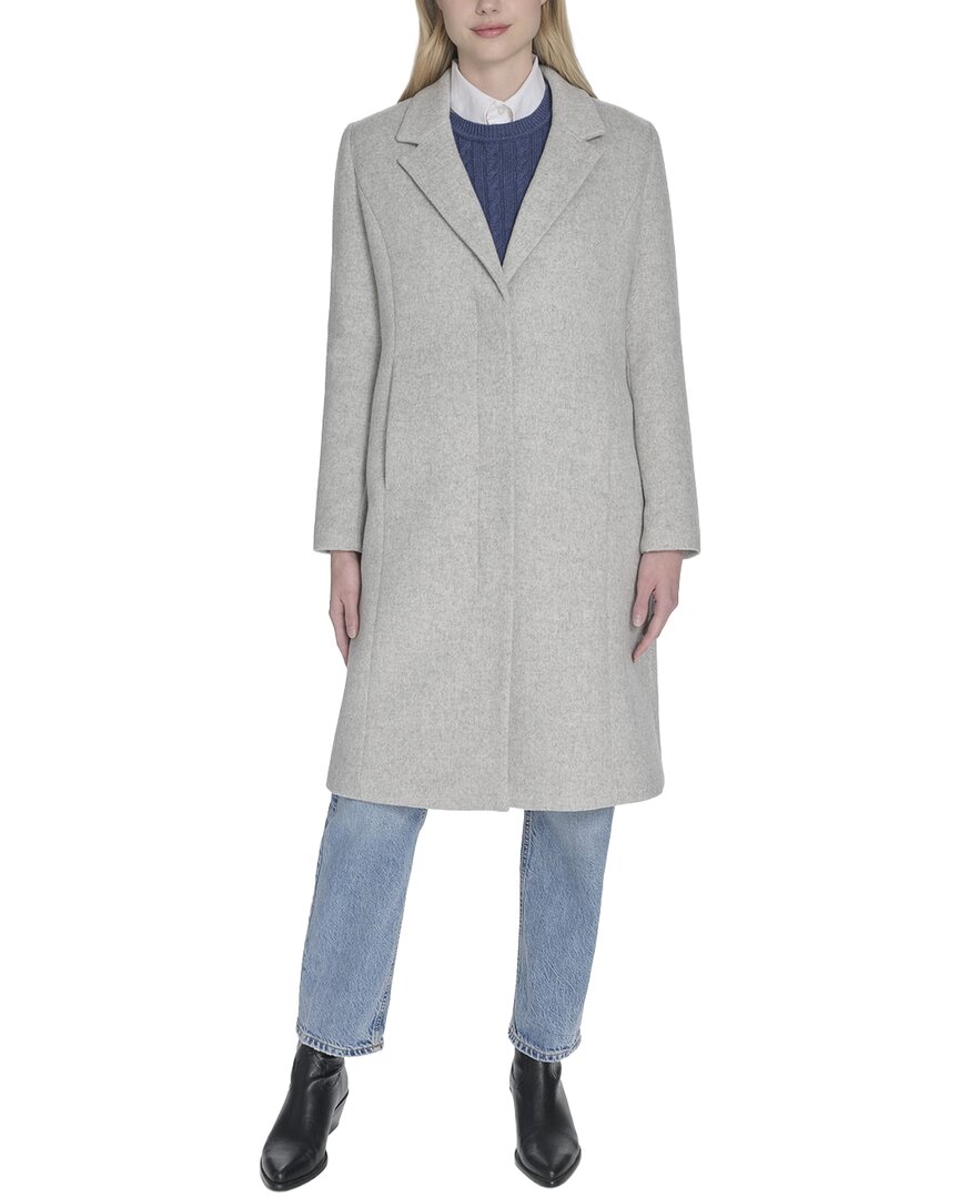 Cole Haan Slick Wool-blend Coat In Gray