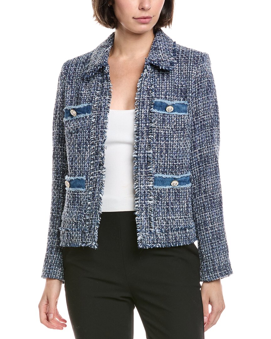 Nanette Lepore Nanette  Tweed Cardigan In Blue