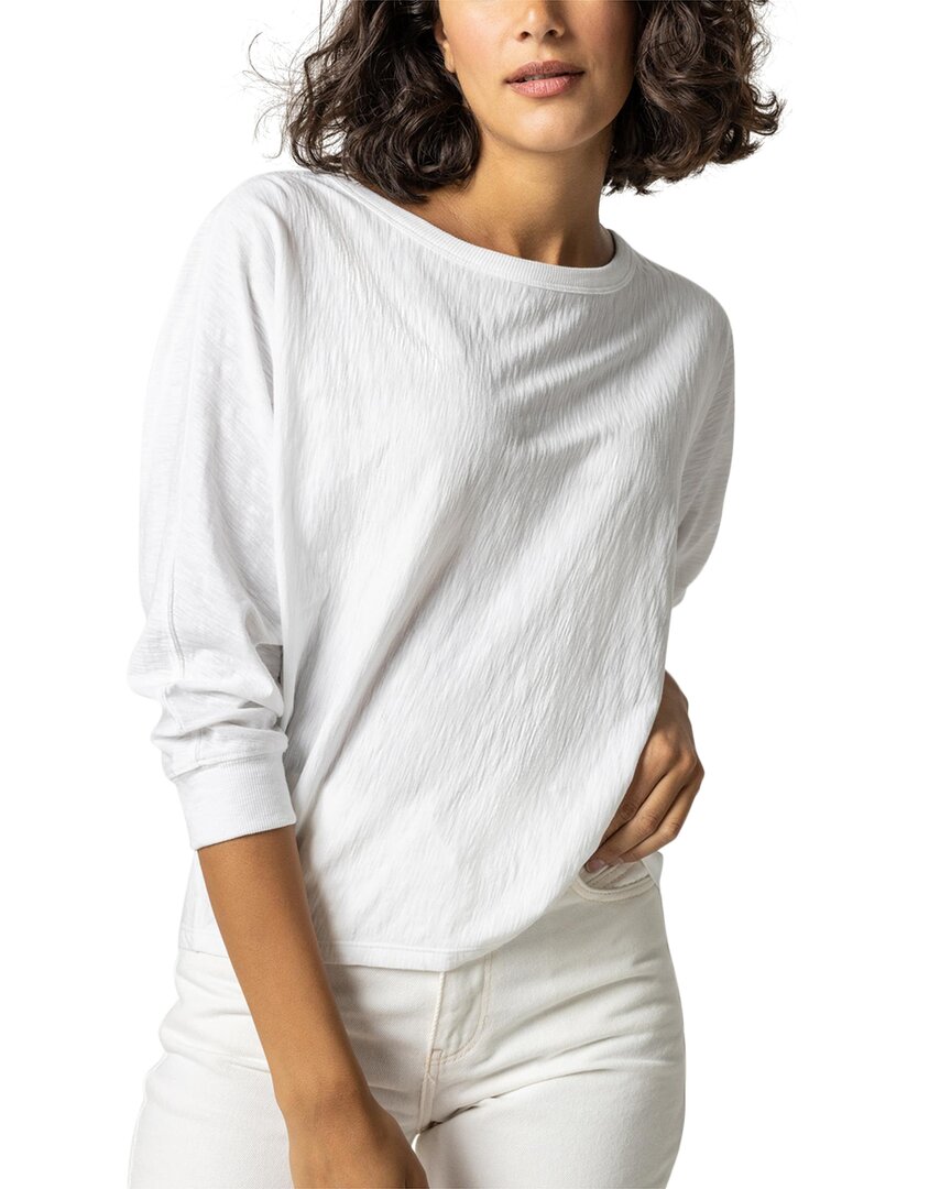 Lilla P Long Sleeve Drop Shoulder Boatneck In White | ModeSens