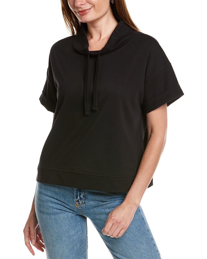Lilla P Elbow-sleeve Boxy Top In Black