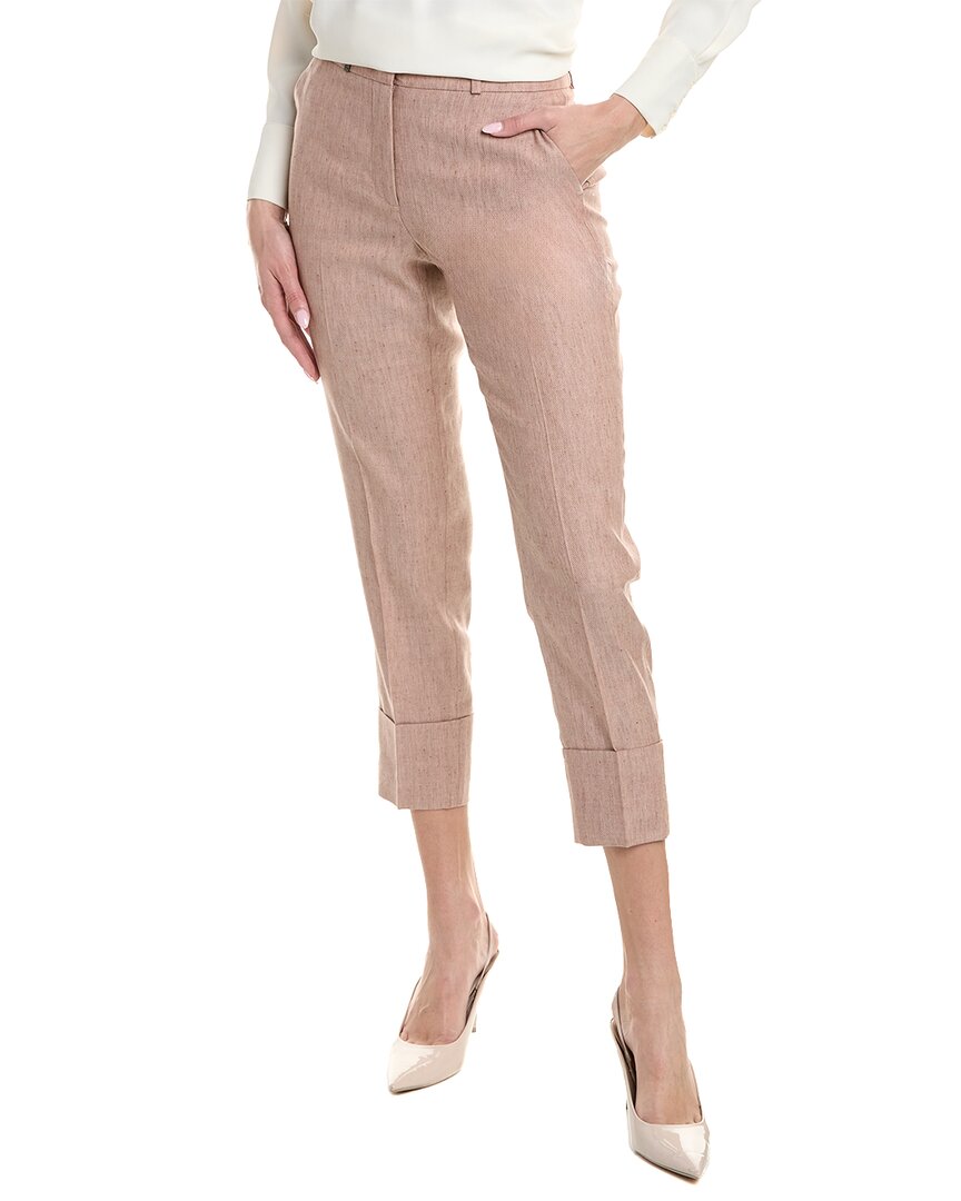 Shop Peserico Linen & Wool-blend Pant In Pink