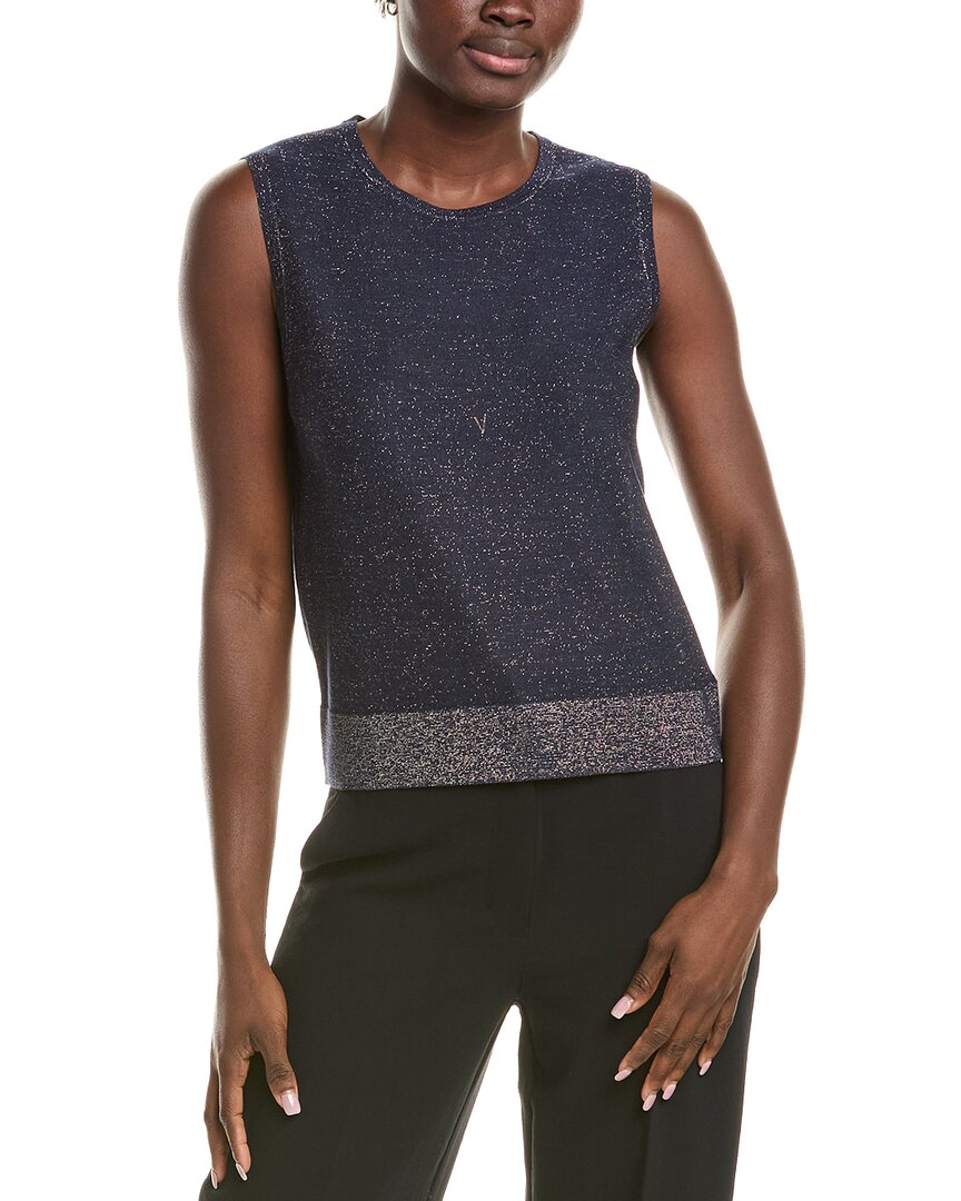 St John St. John Lightweight Lurex Knit Shell In Blue