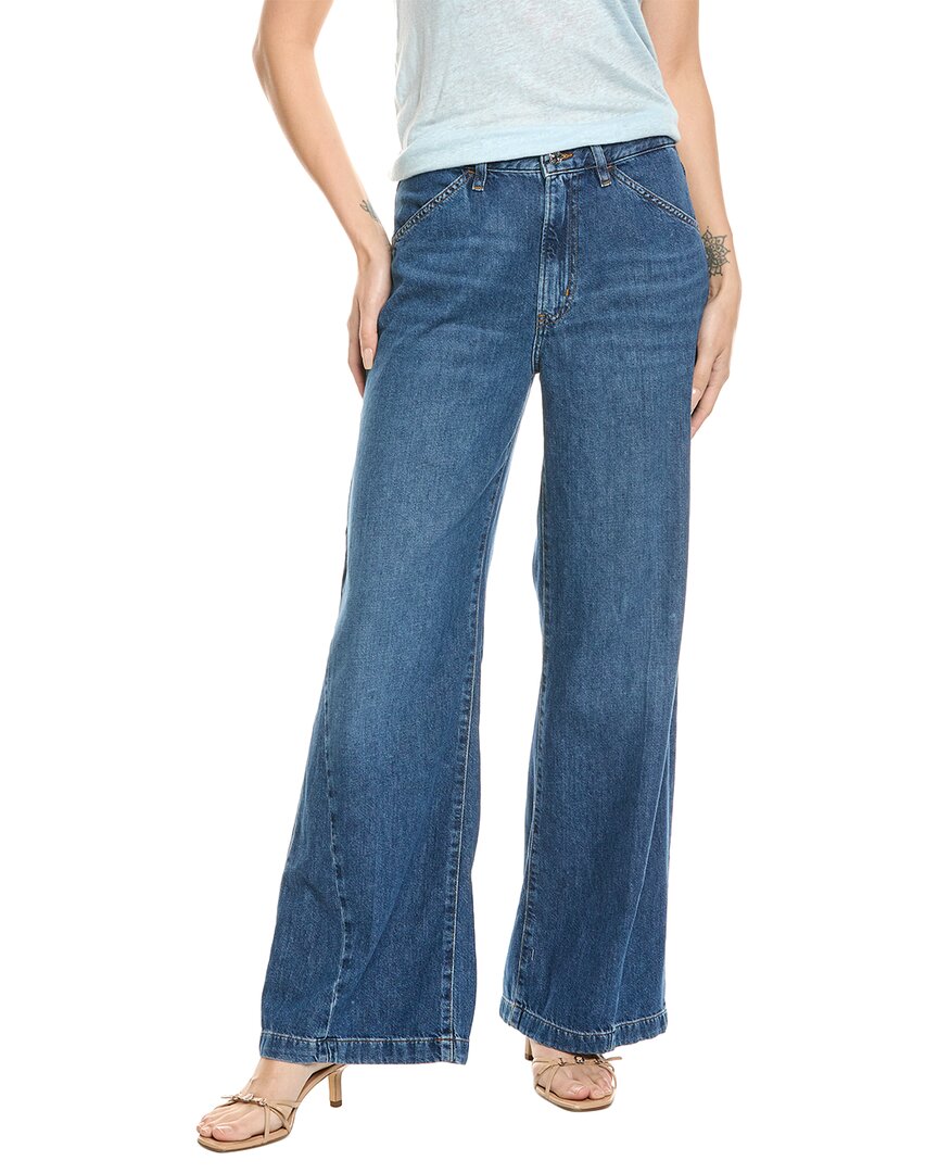 Frame Denim Patch Pocket Slim Palazzo Doris Wide Leg Jean In Blue