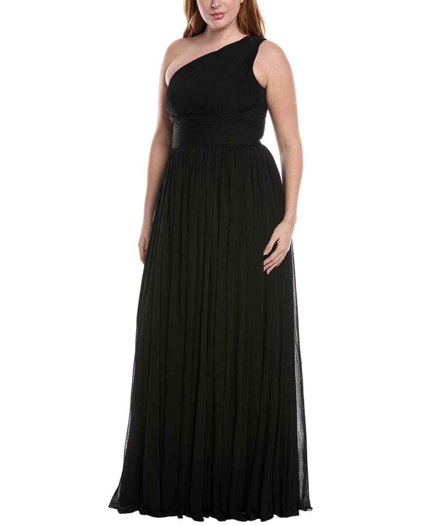 Michael Kors Collection Ruched Chiffon Gown In Black