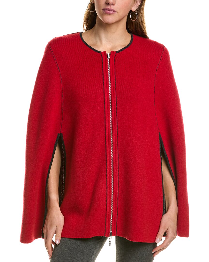 Incashmere Zip Front Reversible Cashmere Cape In Red
